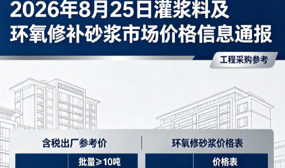 利国镇2026年8月25日灌浆料及环氧修补砂浆市场价格信息通报